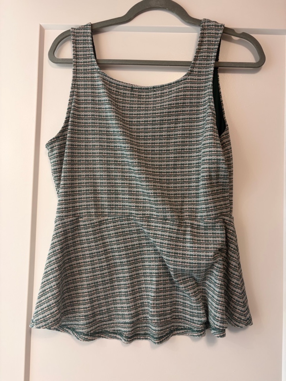 Kaileigh XL Multi-Color Peplum Tank Top - Green/Pink/Cream - Picture 3 of 4